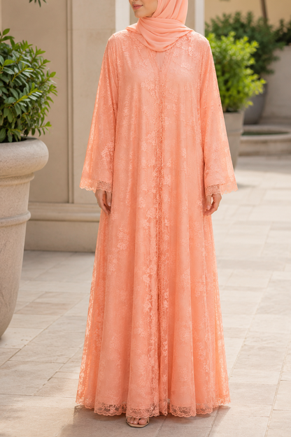 Peach Sheer abaya