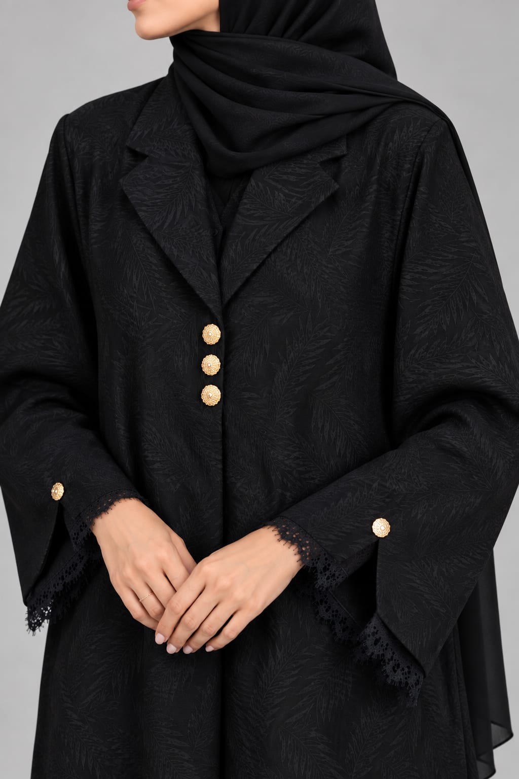 Black Coherent Lace Abaya E13S
