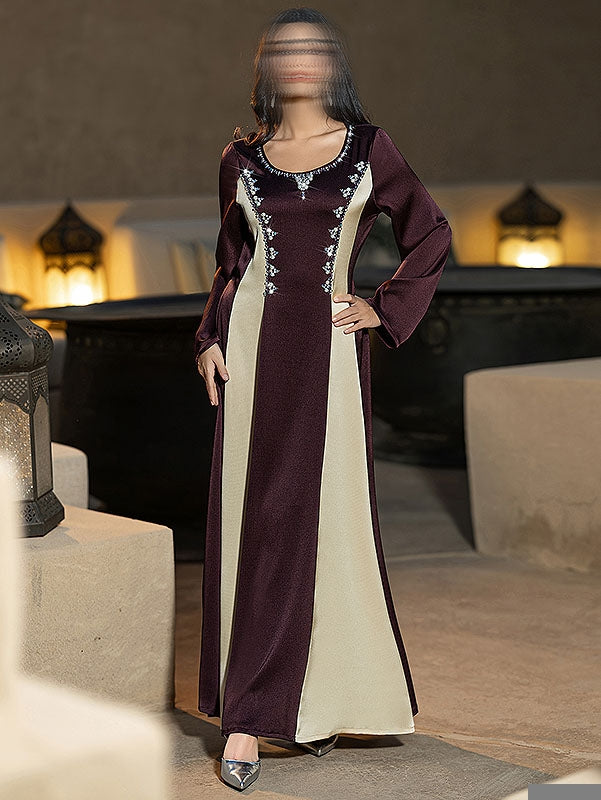 BA6045 Beige & Burgundy Exquisite Dress