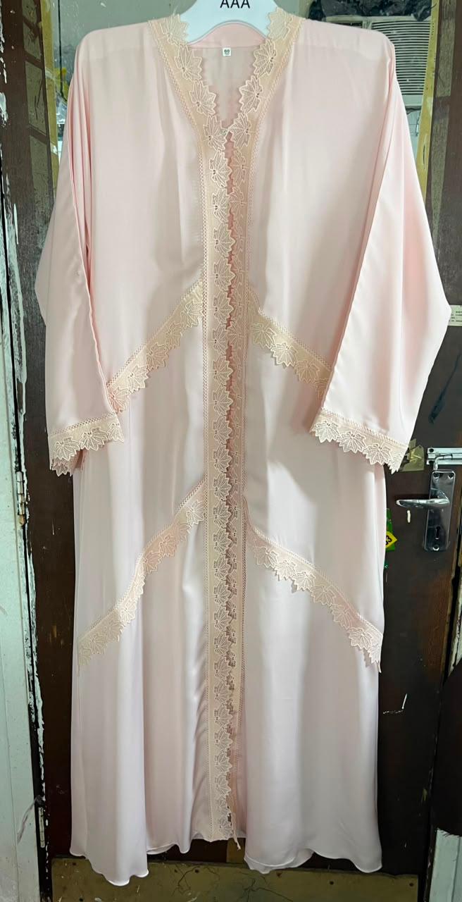 Pink Phyllome Lace Abaya E13S