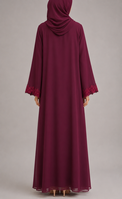 Red Ivora Lace Abaya