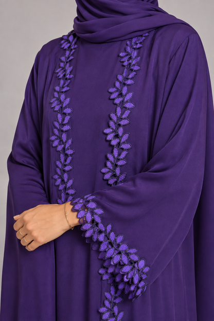 Purple fancy lace abaya