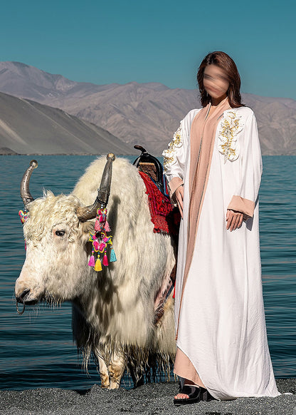 BA5198 White Oasis Pearl Abaya