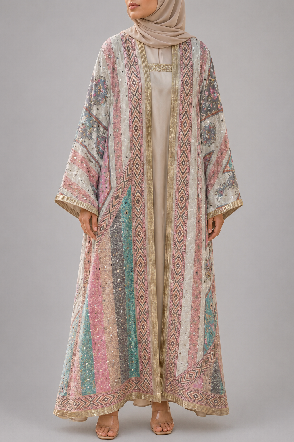 Mosaic pink Zareen Abaya