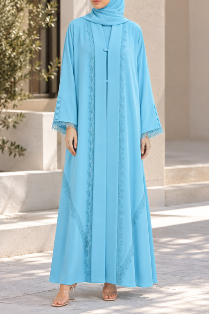 Blue Symphony Lace Abaya