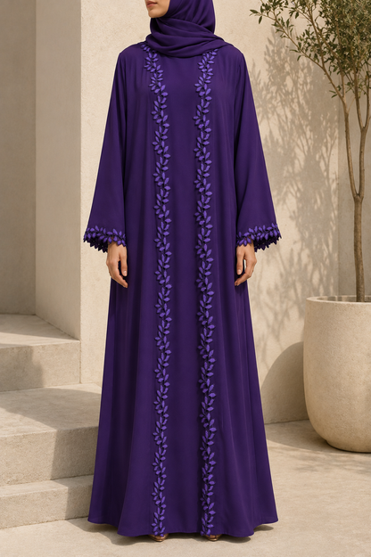 Purple fancy lace abaya