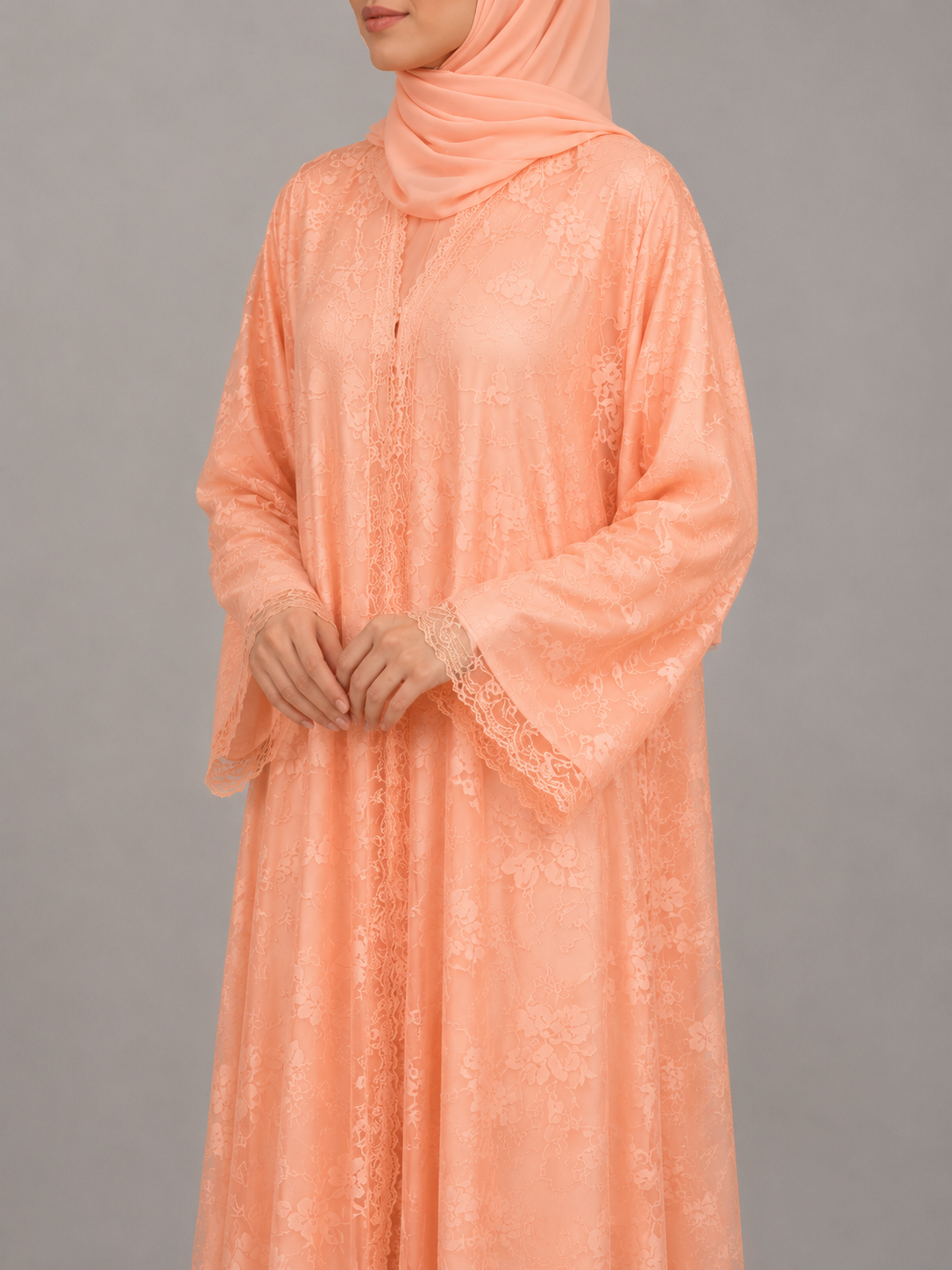Peach Sheer abaya