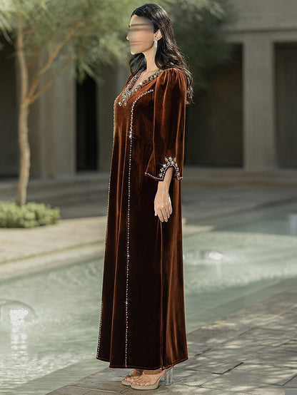 BA6084 Brown Gilded Dress