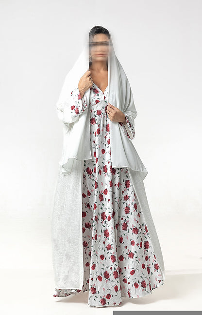 BA5101 White Scarlet Abaya