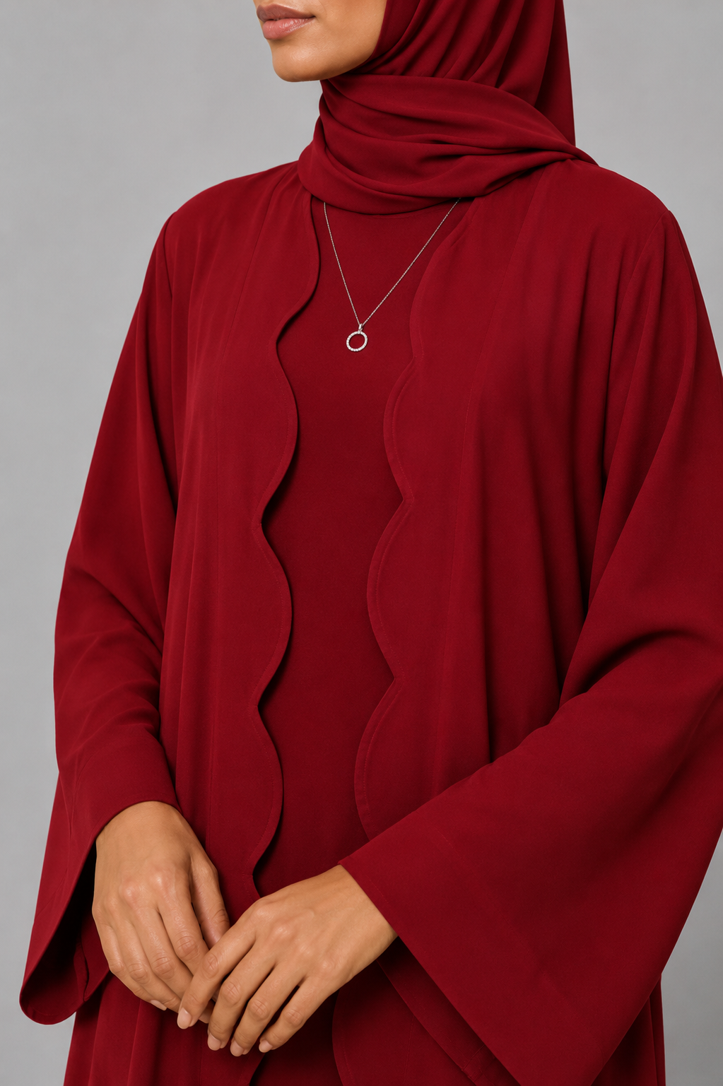 Cherry Red Wave Abaya