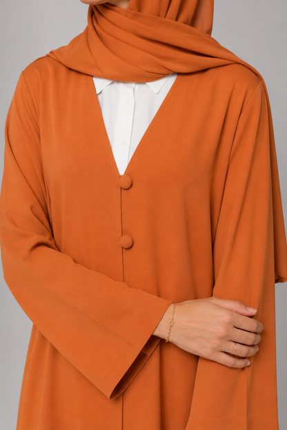 Orange button abaya