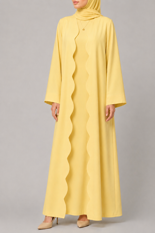 Butter Yellow Wave Abaya