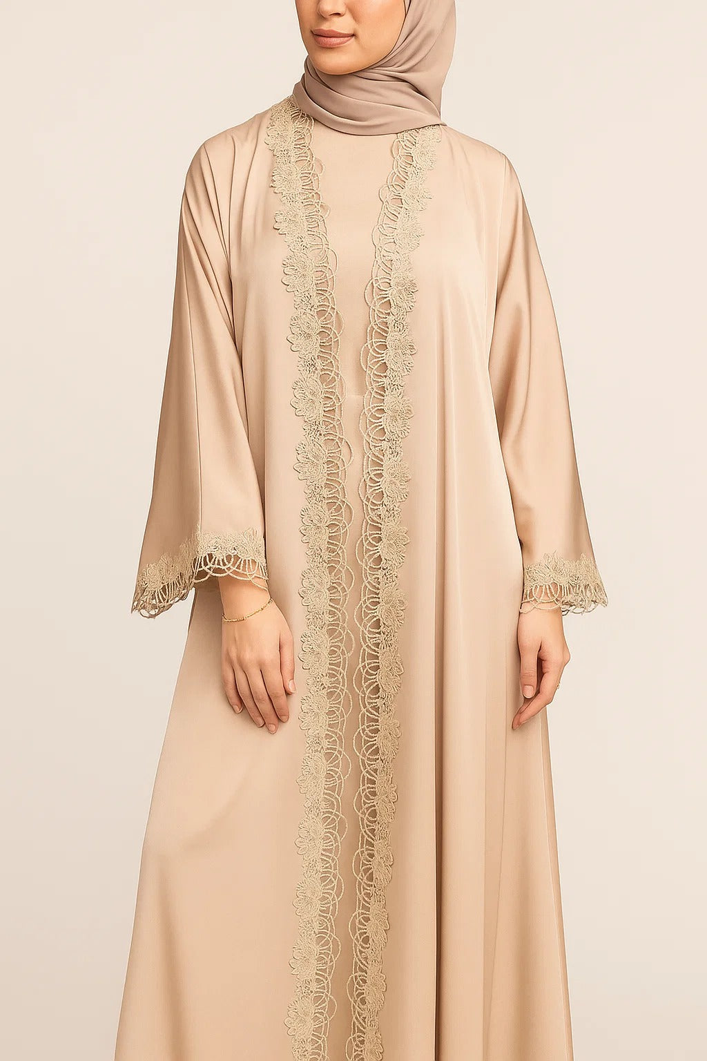 Skin fancy lace abaya