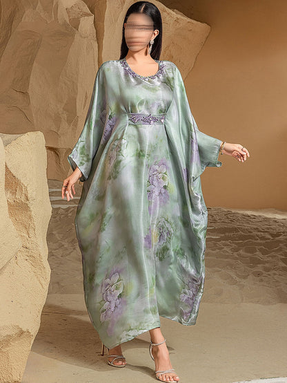 BA5127 Green Wisteria Kaftan