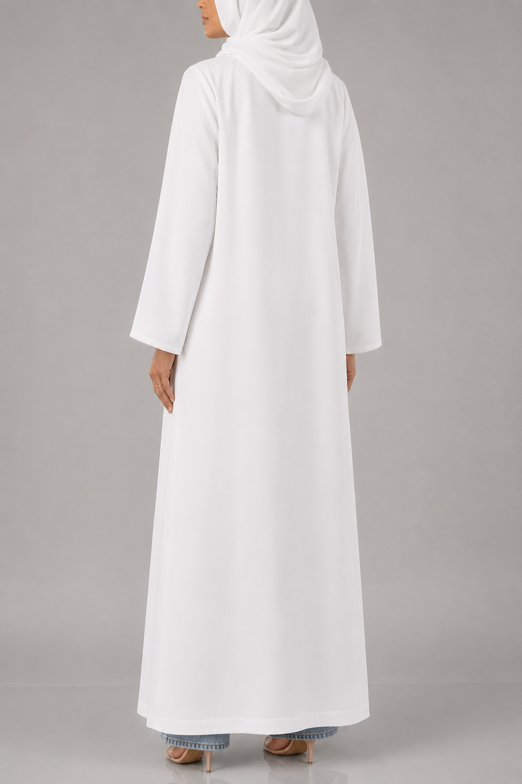 White button abaya