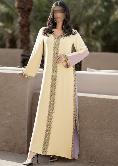 BA6041 Beige Amethyst Abaya