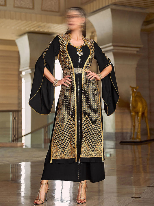 BA4036 Black Pyrite Abaya