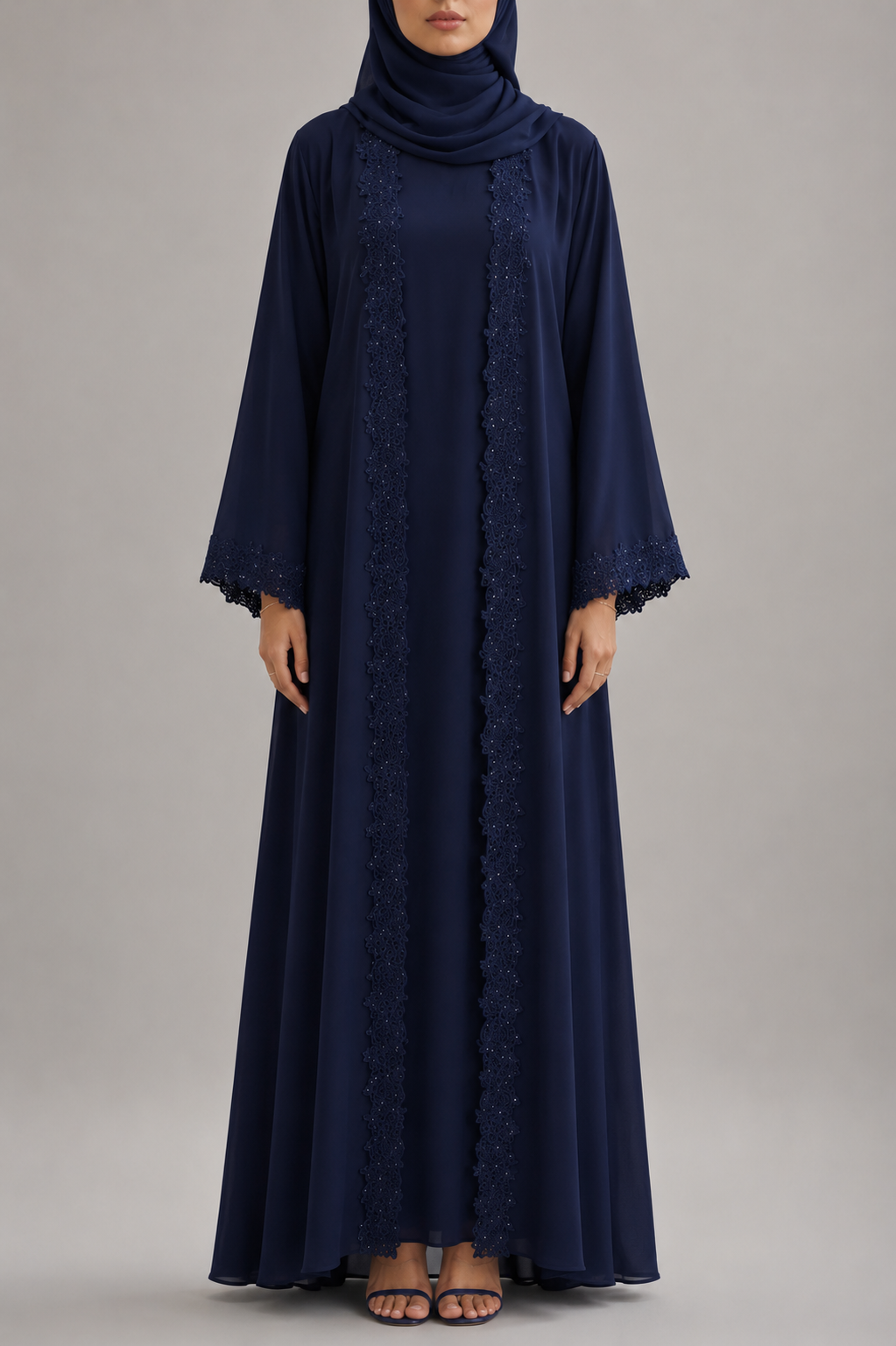 Navy Blue Ivora Lace Abaya