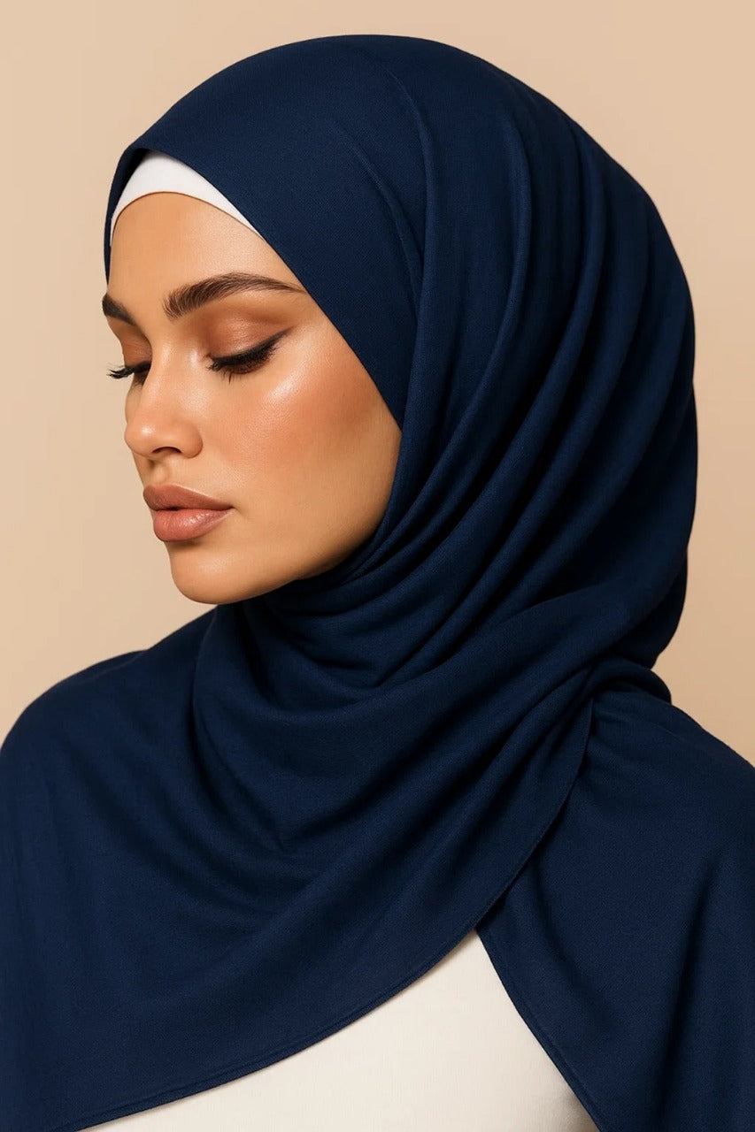 Navy Blue Jersey Hijab