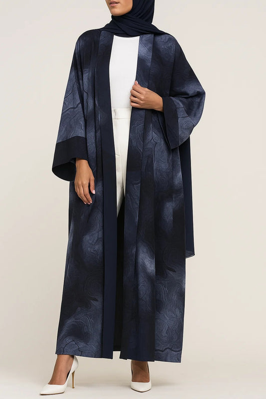 Blue Marble print abaya