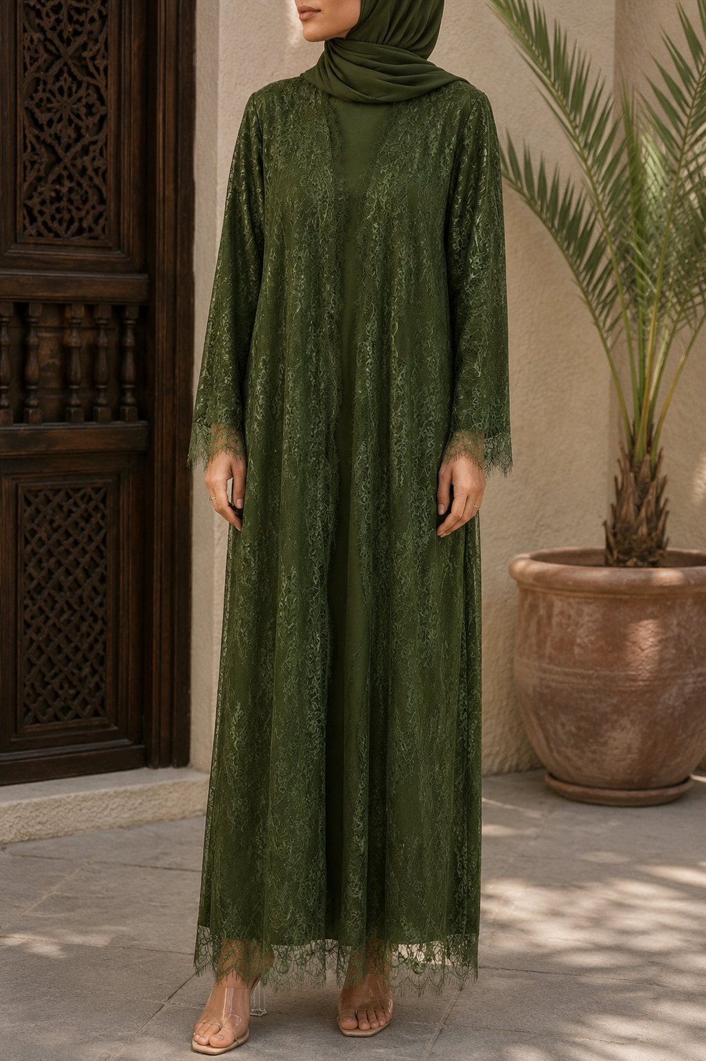 Olive Sheer abaya