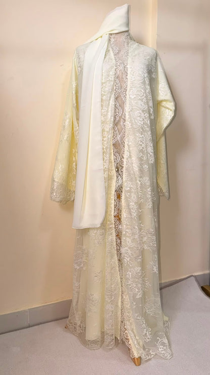 Butter Yellow Sheer abaya