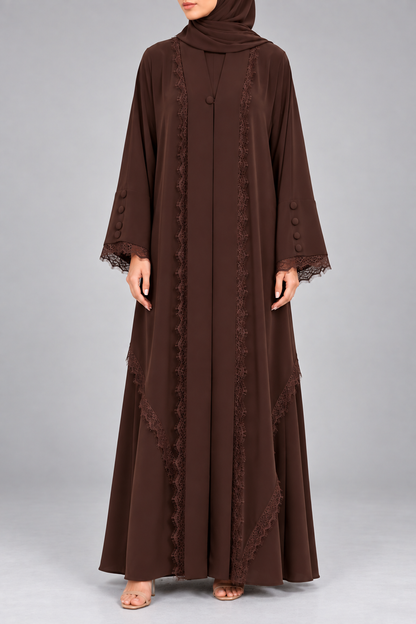 Brown Symphony Lace Abaya