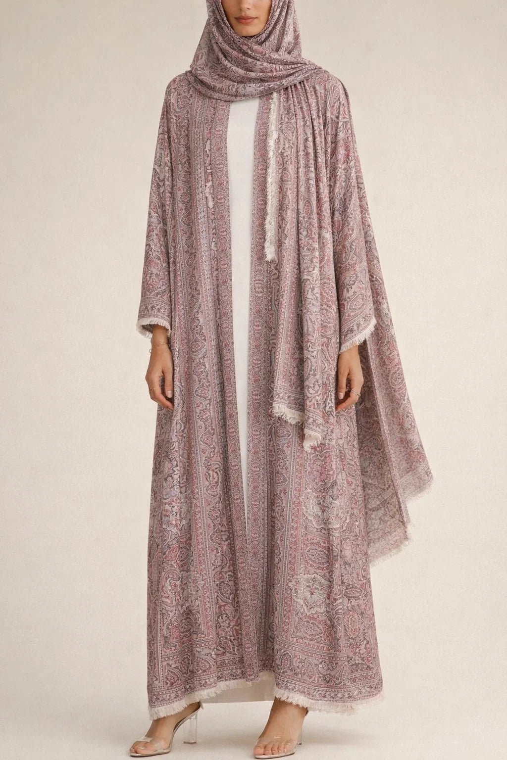 Pink Pashmina Abaya 10