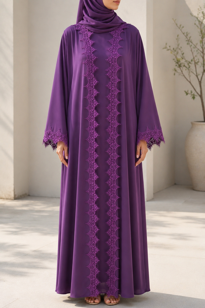 Purple fancy lace abaya