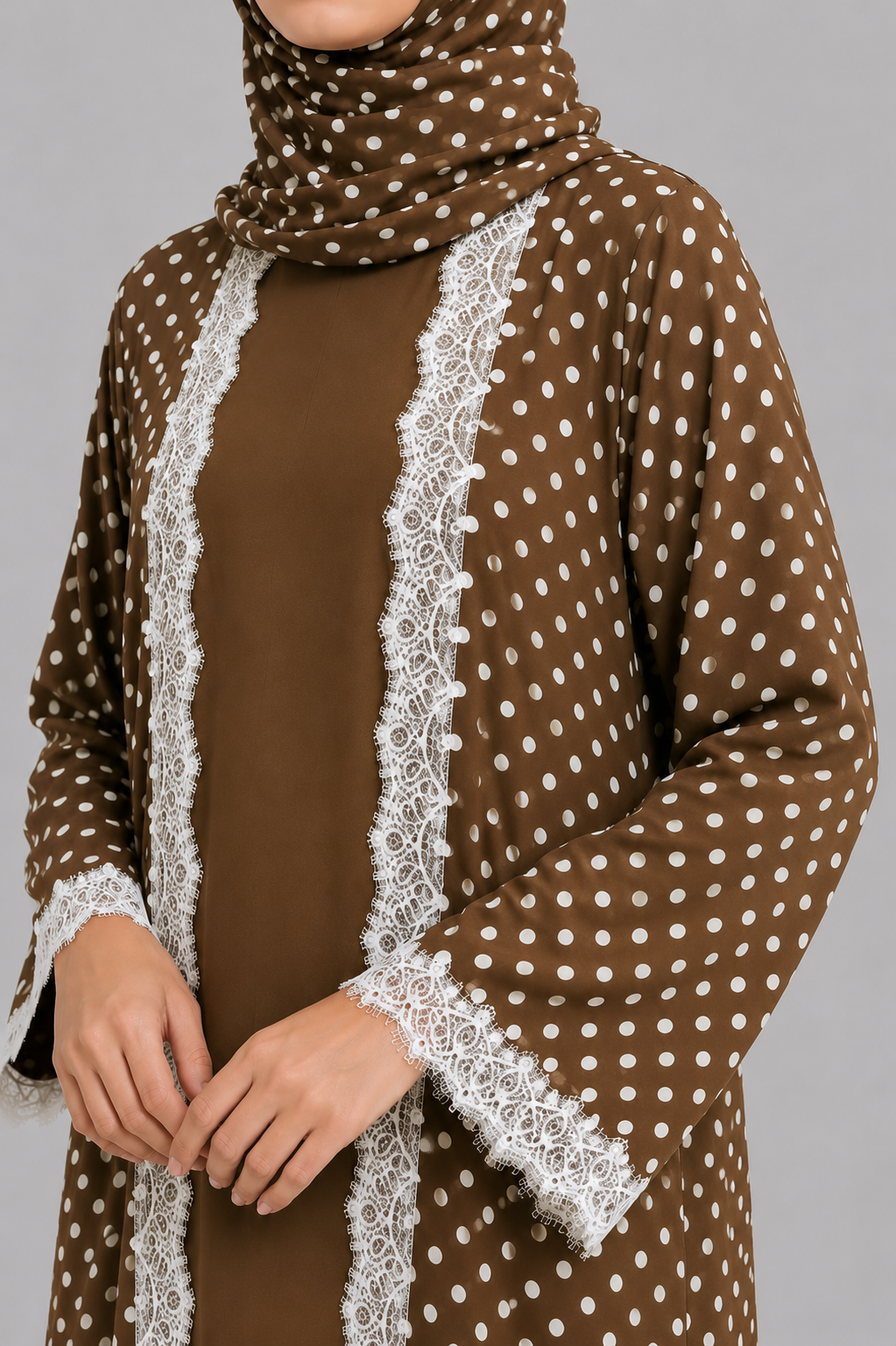Brown Polka Abaya