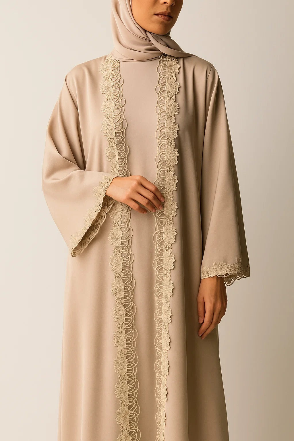 Skin fancy lace abaya