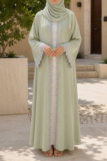 Celeste Mint lace abaya