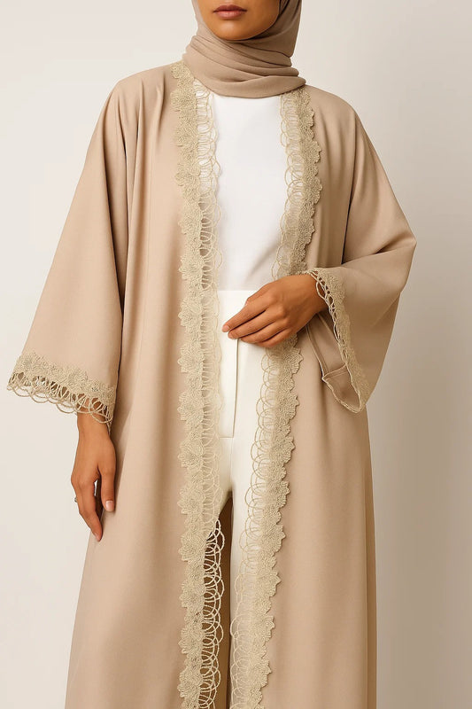 Skin fancy lace abaya