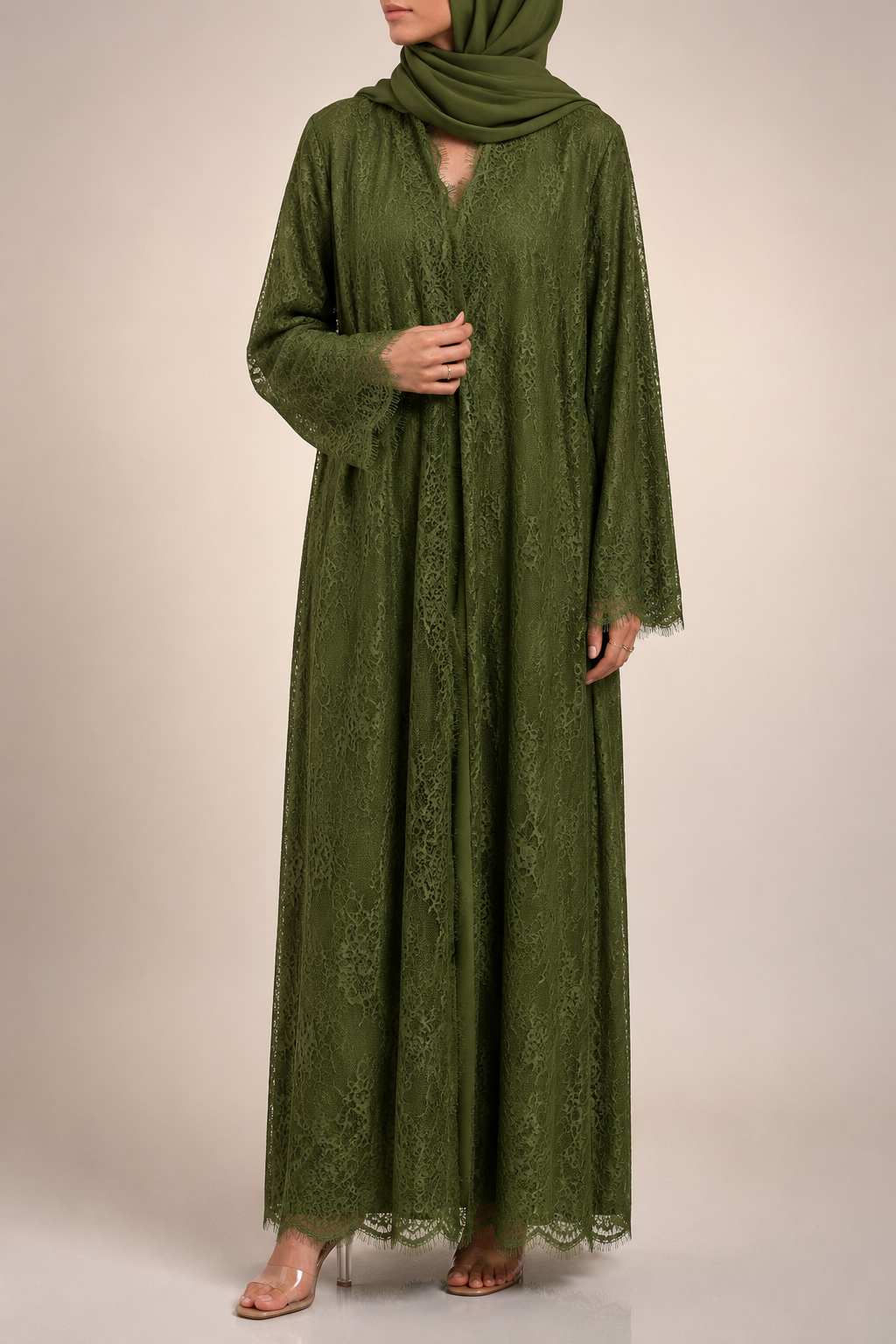 Olive Sheer abaya