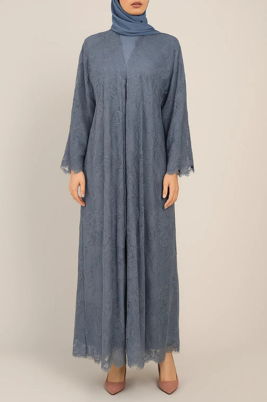 Stone blue Sheer abaya