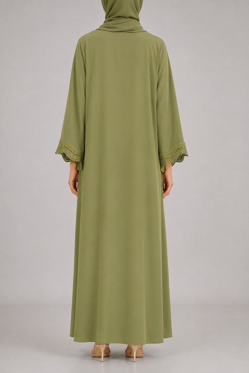 Pistachio lace abaya