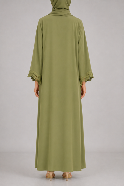 Pistachio lace abaya