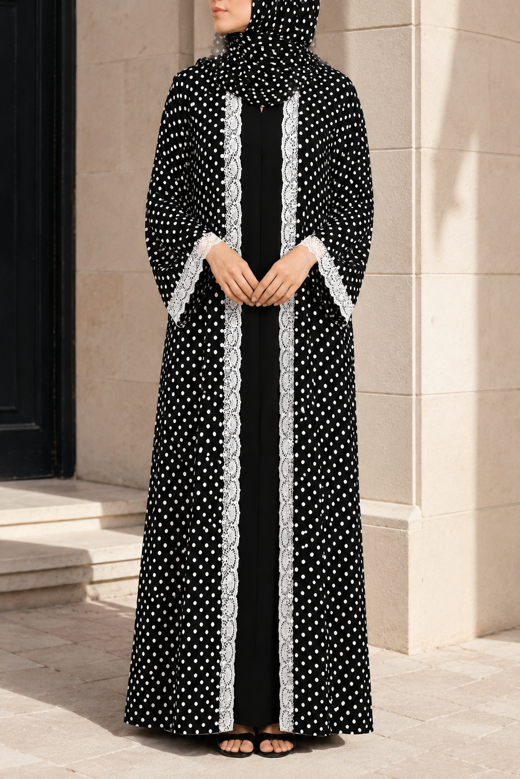 Black Polka Abaya