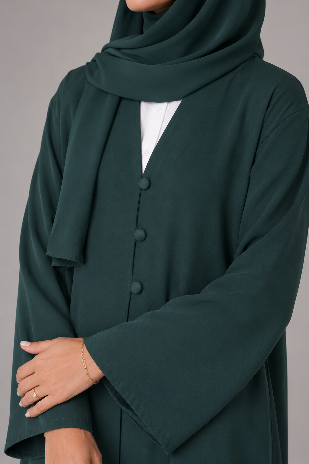 Emerald Green button abaya