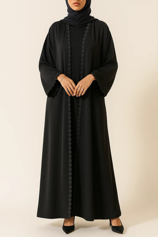 Jet Black lace abaya