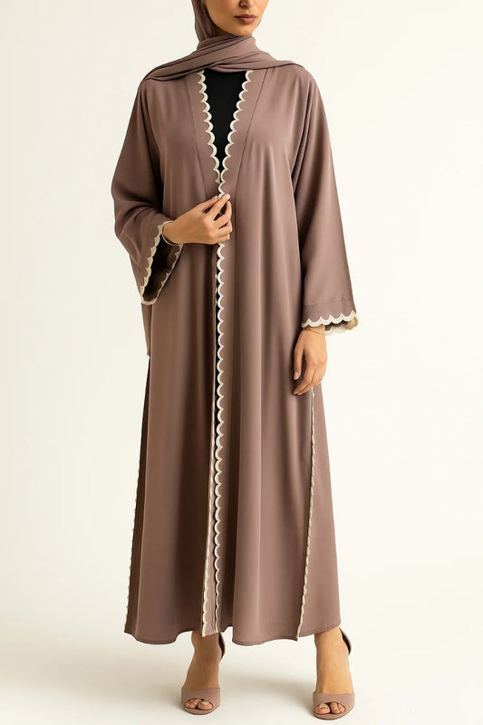 Brown Scallop Abaya