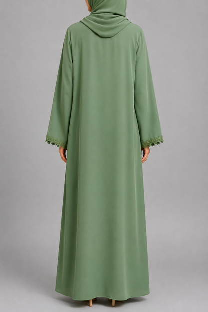 Green fancy lace abaya