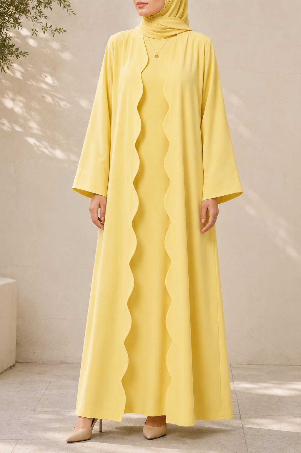 Butter Yellow Wave Abaya