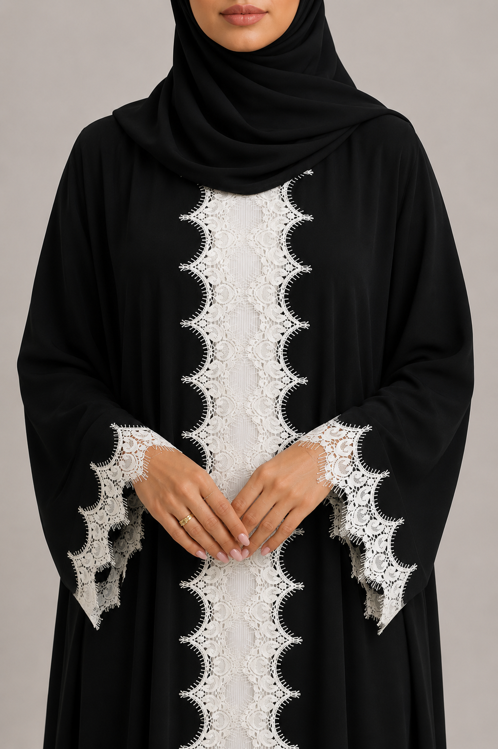 Haya Noir lace abaya