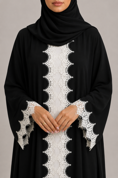 Haya Noir lace abaya