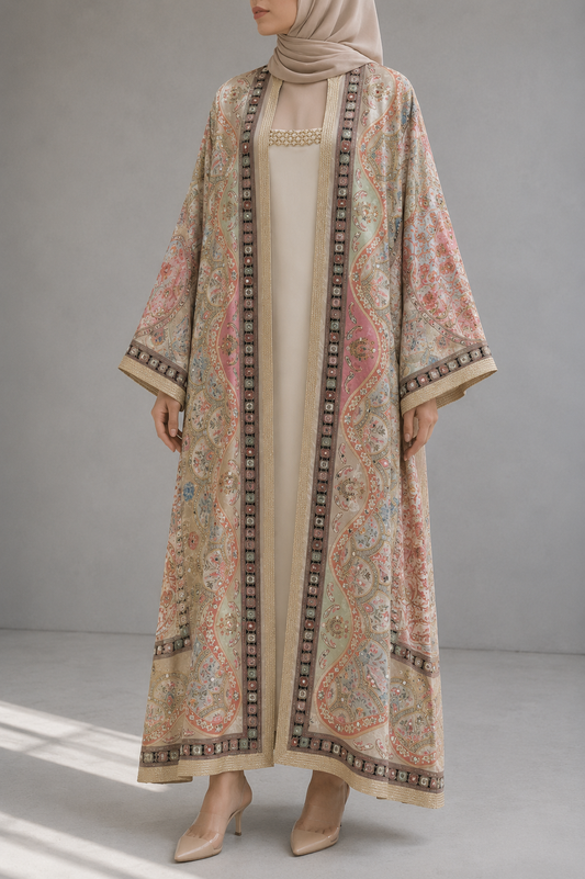 Warm Beige Zareen Abaya