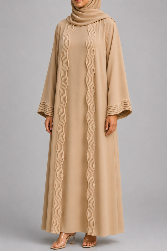 Beige lace abaya