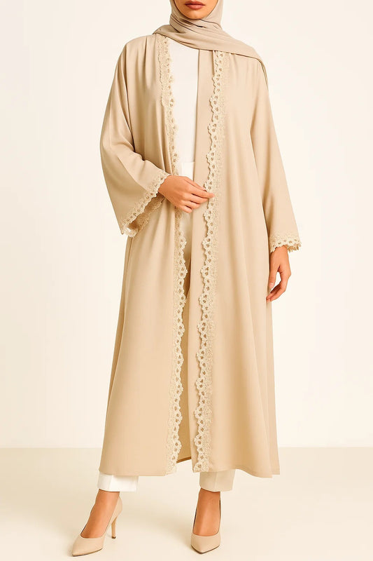 Sand lace abaya
