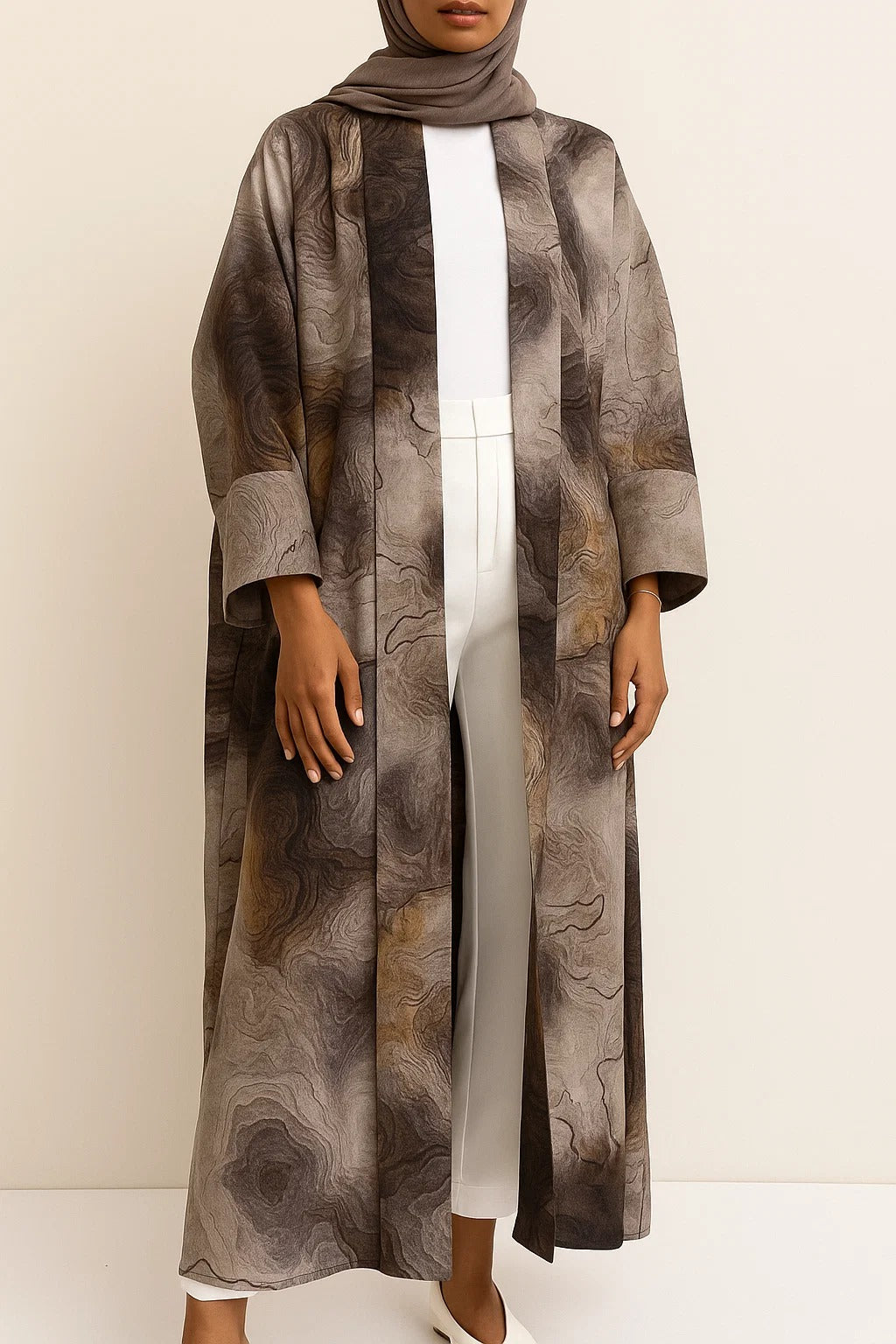 Brownie Marble print abaya