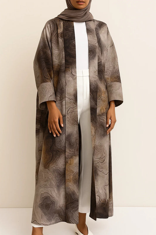 Brownie Marble print abaya